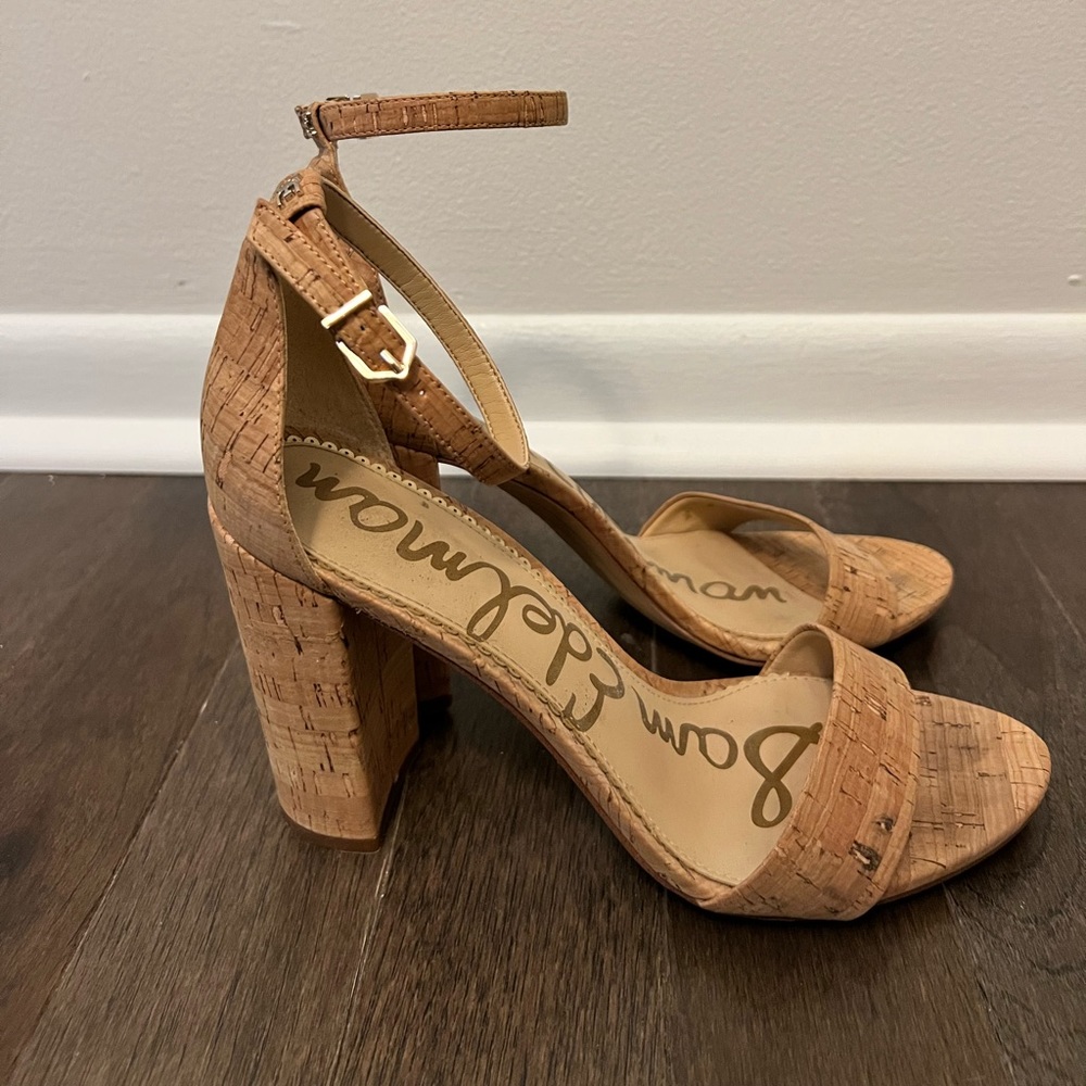 Sam Edelman Yaro Natural Cork Block Heel Size 10